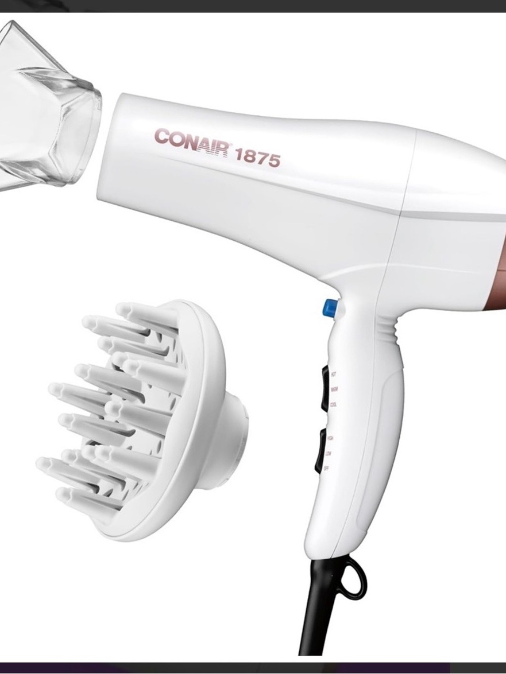 NWT Conair Double Ceramic Hair Dryer and Diffuser, Ionic Conditioning(open box)